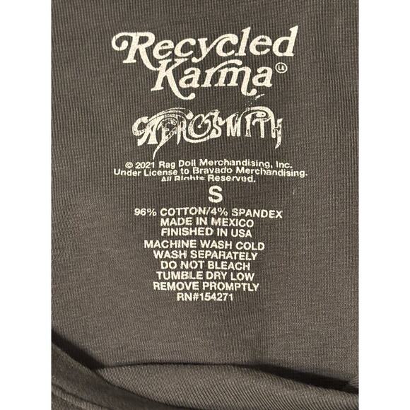 Aerosmith Black 1985 Summer Tour T-shirt Recycled Karma Rock Music 80s - Picture 3 of 3